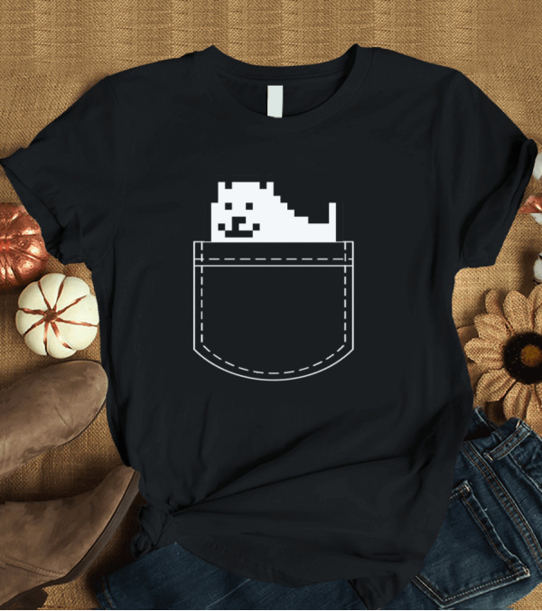 T-Shirt: Undertale Dog in Pixelated Pocket T-Shirt Undertale Dog in Pixelated Pocket T-Shirt