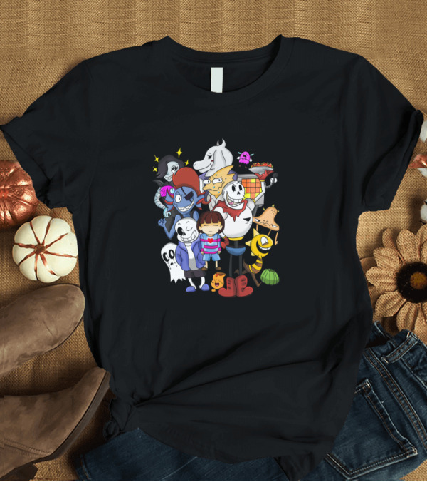 T-Shirt: Undertale Family Characters Group with Pizza and Ghost T-Shirt Undertale Family Characters Group with Pizza and Ghost T-Shirt
