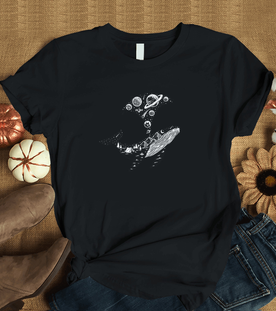 Wale Astronaut Space Galaxy Exploring Cosmic Whale Planets T-Shirt