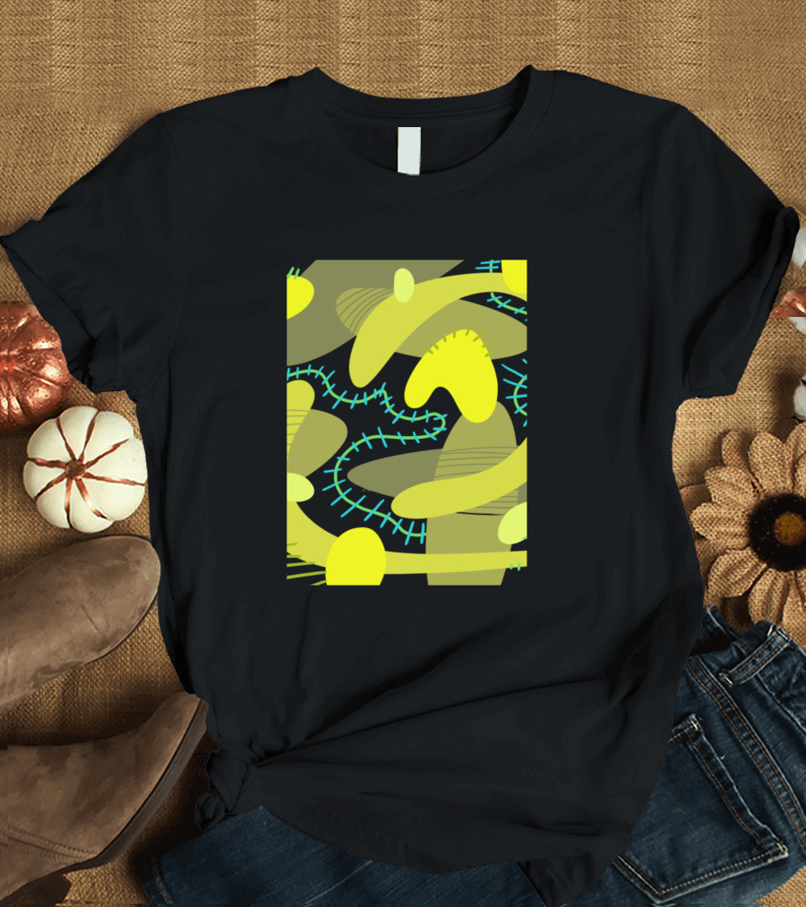 Yellow Heart Abstract Geometric Forms T-Shirt