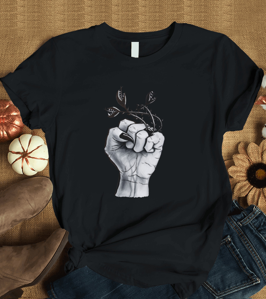 Witchy Hand with Black Nails and Twisting Vines T-Shirt