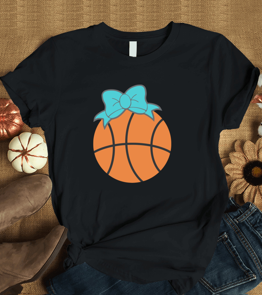 Basketball With Blue Bow T-Shirt
