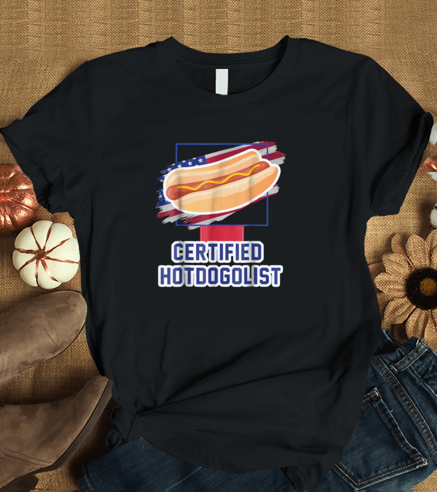 Certified Hotdogolist American Flag Hotdog T-Shirt