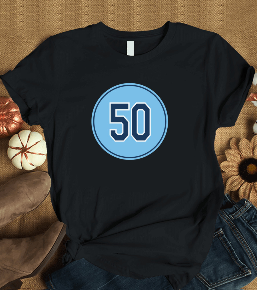 Charlie Morton Number 50 Blue Circle T-Shirt