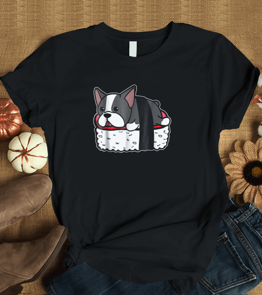 Boston Terrier Sushi Nigiri Funny Dog Lovers Iconic T-Shirt