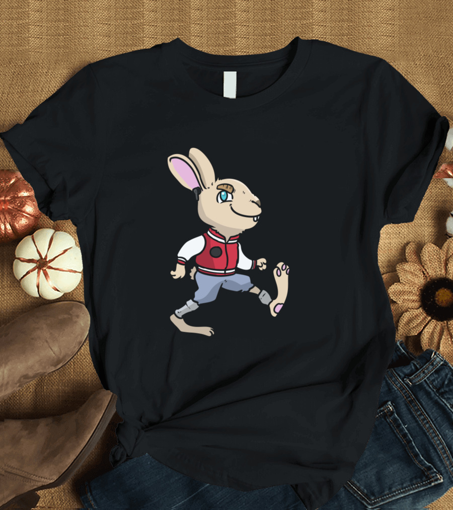 Funny Bunny Hipster Jacket Cool Walking Bunny with Headphones T-Shirt