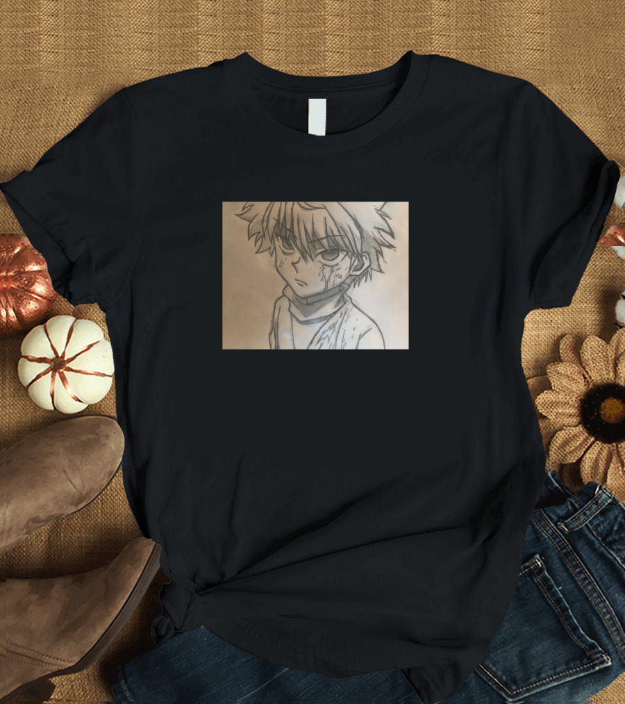 Killua Zoldyck Anime Character Sketch Drawing Hunter x Hunter T-Shirt