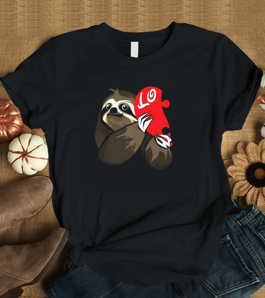 Sloth Love Valentines Day Heart Puzzle Cute Matching Coup T-Shirt