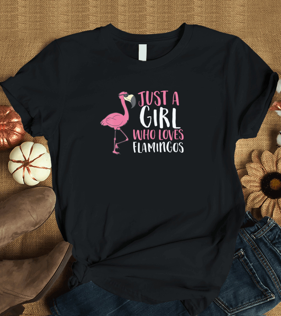 Just a Girl Who Loves Flamingos Cute Flamingo Girl T-Shirt