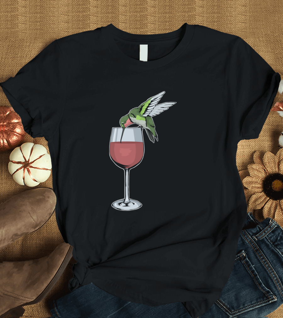 Hummingbird Spirit Animal Wine Bird in a Glass T-Shirt