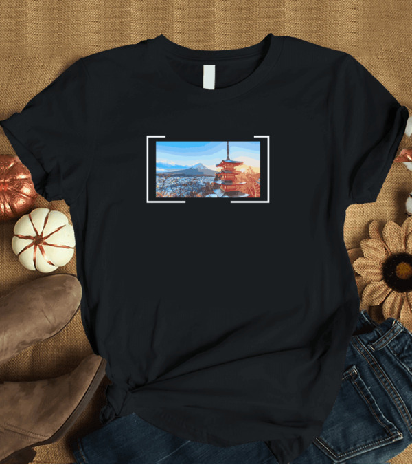 T-Shirt: Wonderful Of Tokyo Scenic View with Pagoda and Mountain T-Shirt Wonderful Of Tokyo Scenic View with Pagoda and Mountain T-Shirt