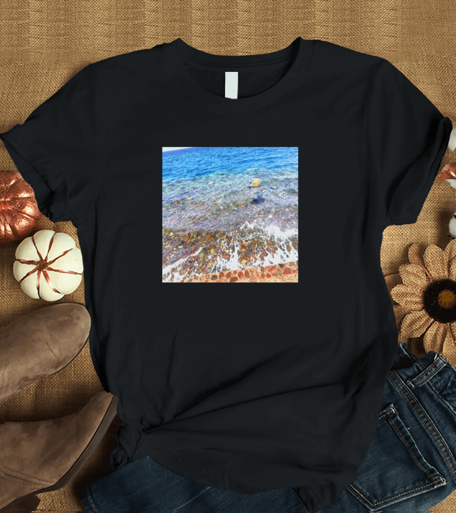 Blue Sea Water Rocky Shore Coastal Waves T-Shirt