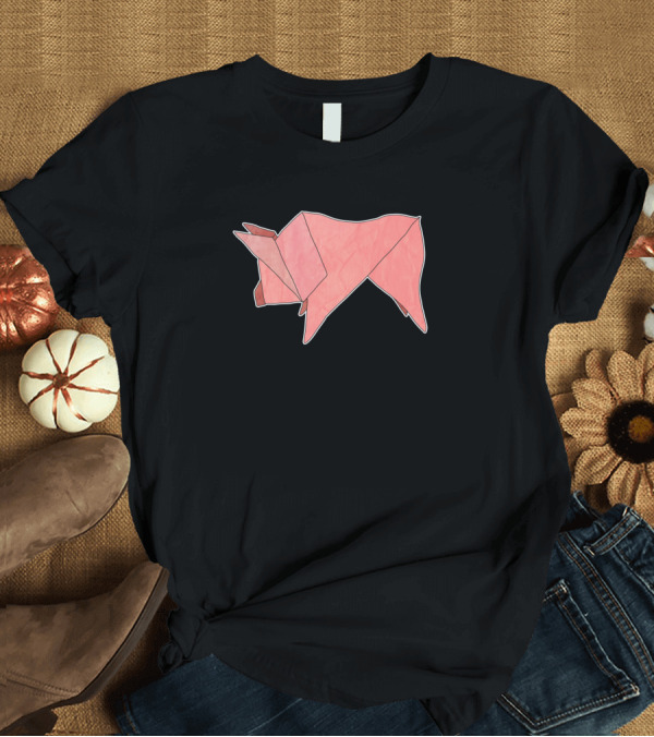 T-Shirt: Origami Pig Minimalistic Geometric Folded Animal T-Shirt Origami Pig Minimalistic Geometric Folded Animal T-Shirt