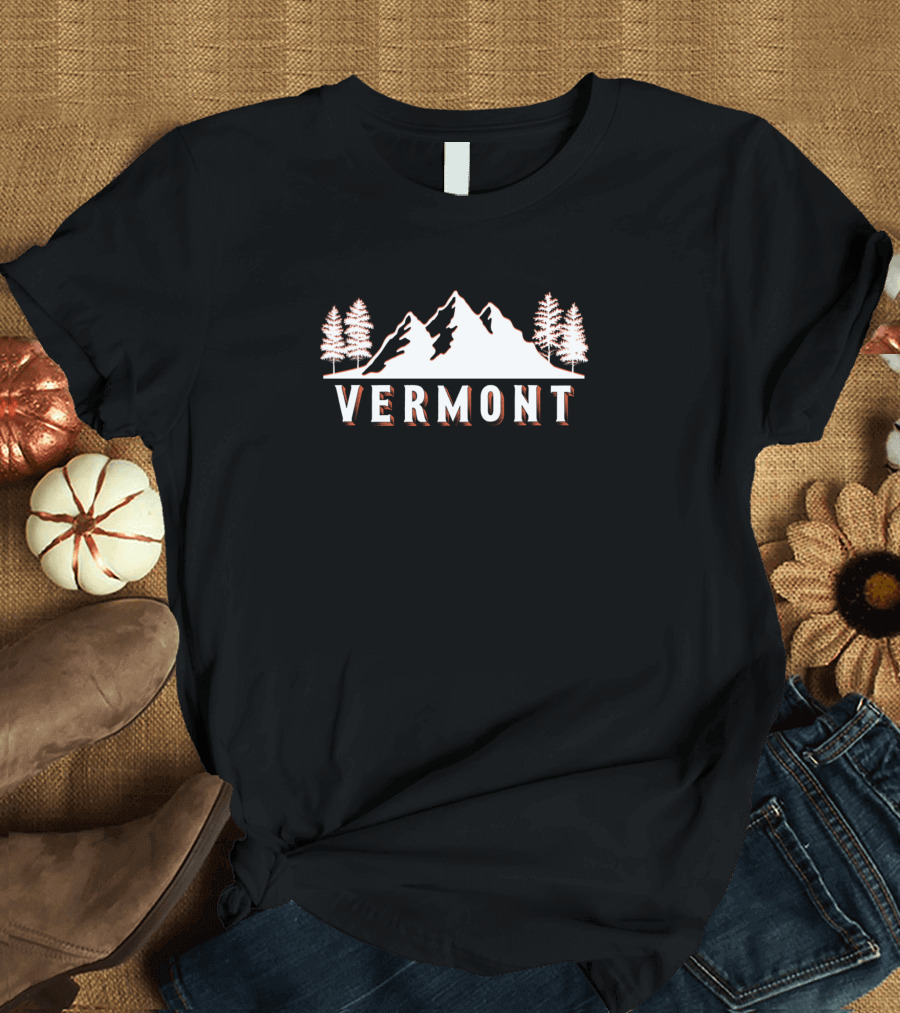 Vermont Mountain Trees Retro Vintage USA T-Shirt