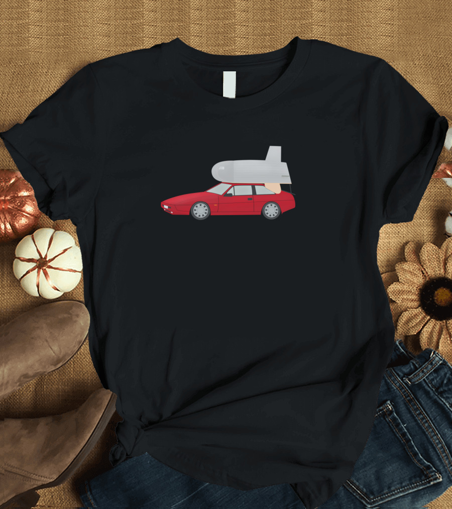 Campervan Red Car Rocket Roof T-Shirt