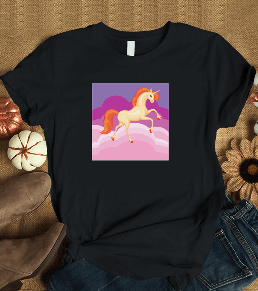 Christmas Magical Unicorn in Colorful Cloudscape T-Shirt