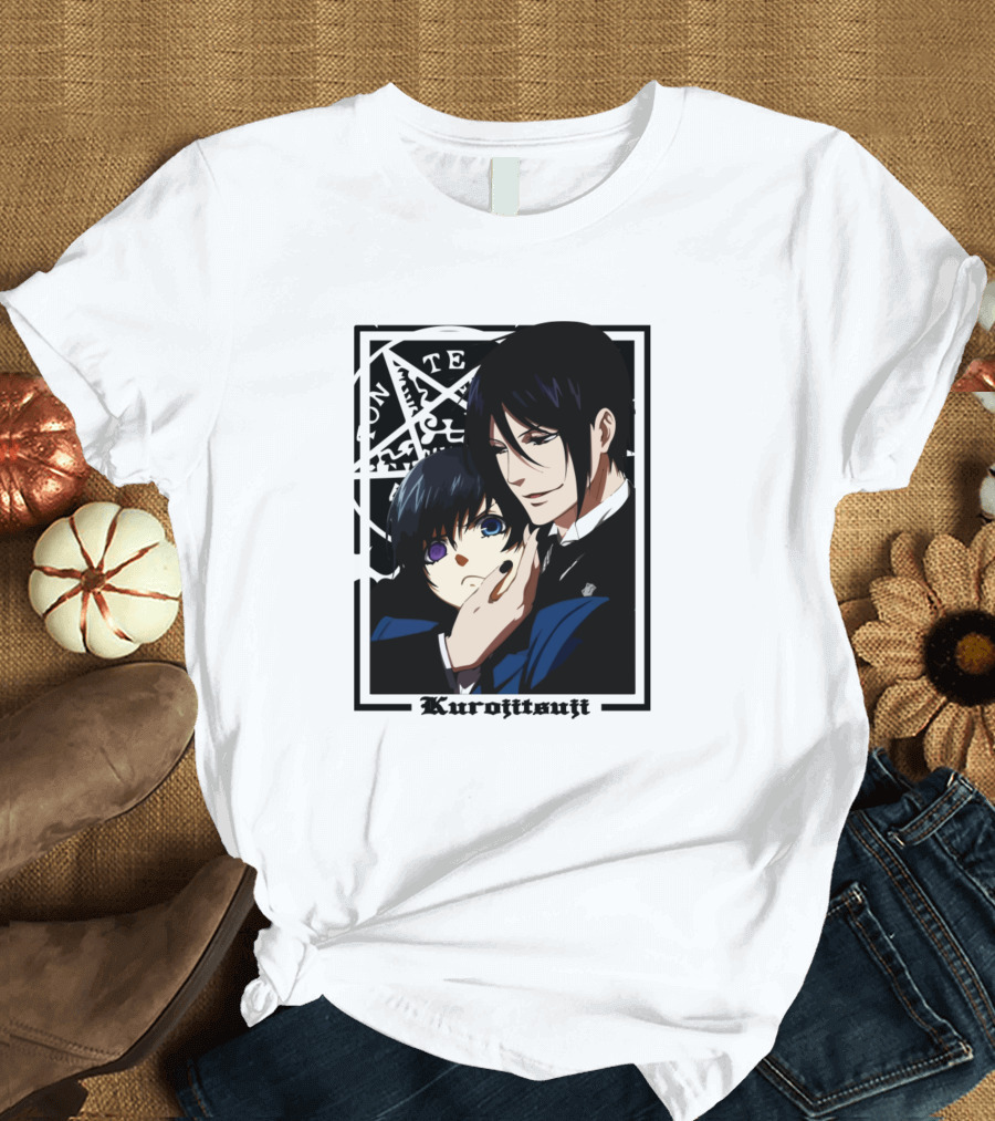 Kuroshitsuji Anime Characters with Pentagram Background T-Shirt
