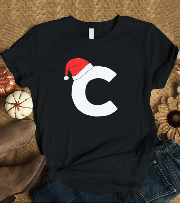 T-Shirt: Christmas Initial C Santa Hat Birthday Celebration New T-Shirt Christmas Initial C Santa Hat Birthday Celebration New T-Shirt