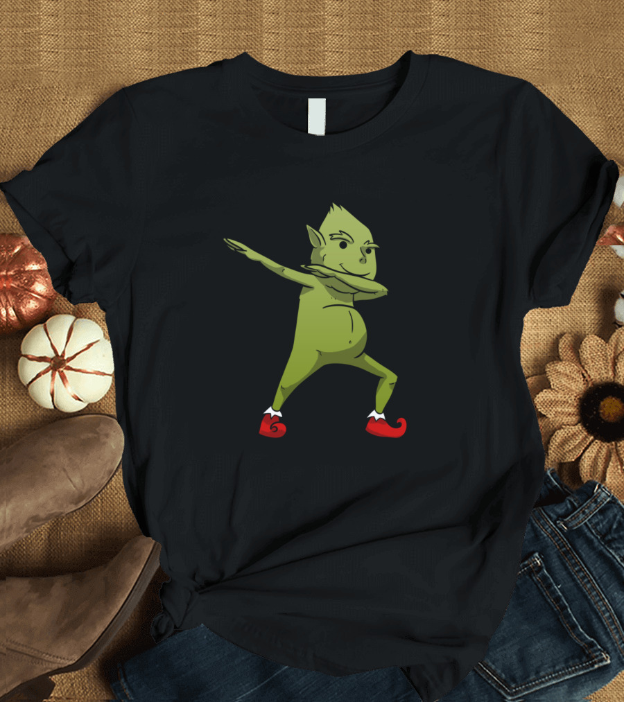 Green Elf Dabbing Dance Pose with Red Shoes T-Shirt