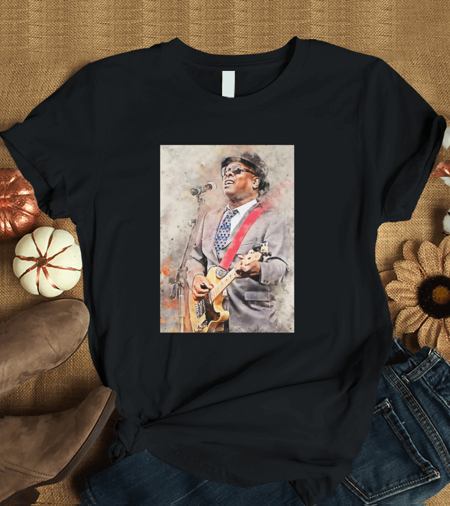 Hubert Sumlin Guitarist with Hat and Tie Performing on Stage T-Shirt
