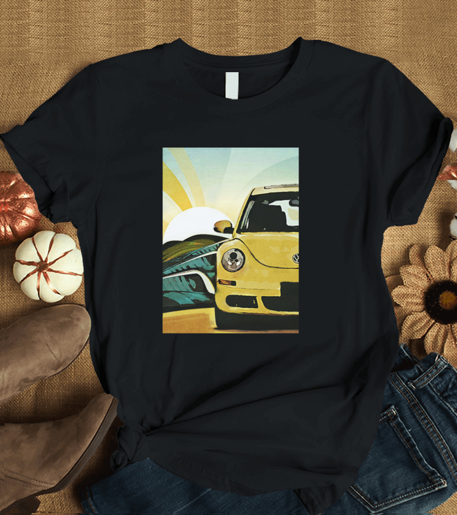 Volkswagen Beetle Surf Wave Swell Sunset T-Shirt