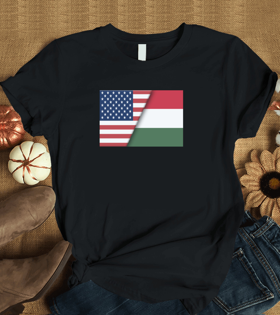 Usa Flag Hungary Hungarian Flag Immigrant Ancestry Dual Heritage T-Shirt