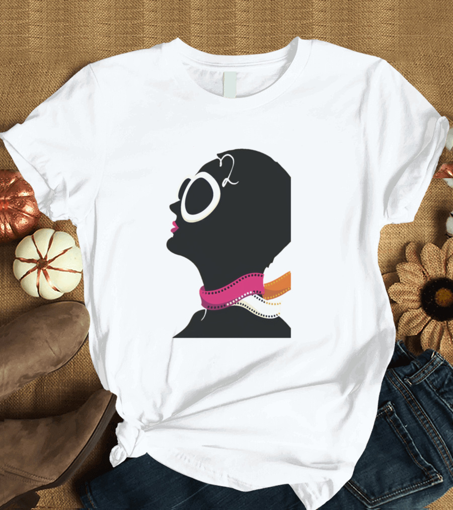 Black Beauty From God Silhouette with Sunglasses and Colorful Scarf T-Shirt