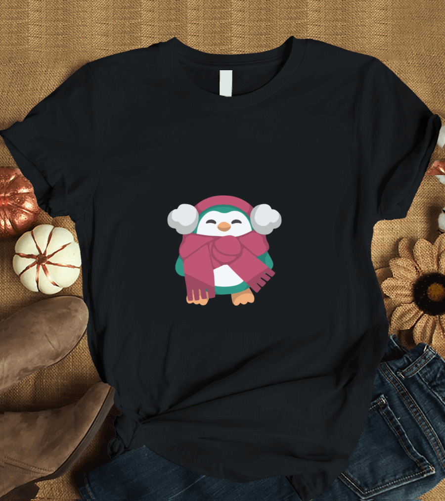 Christmas Makes Me Happy Penguin Scarf Joy T-Shirt