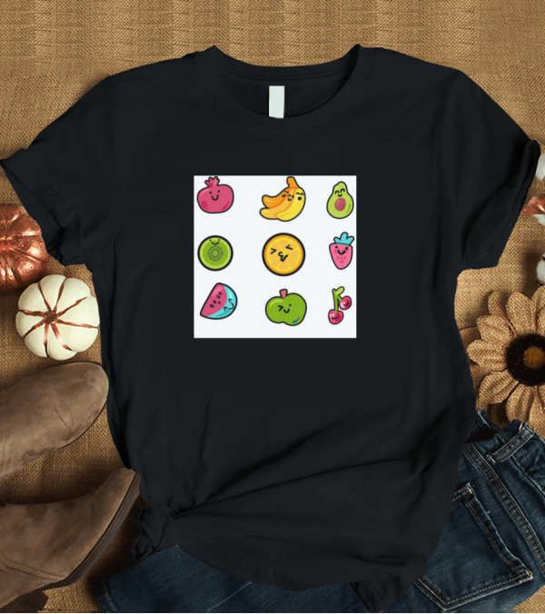 T-Shirt: Pomegranate Banana Avocados Kiwi Orange Strawberry Watermelon Apple Cherries T-Shirt Pomegranate Banana Avocados Kiwi Orange Strawberry Watermelon Apple Cherries T-Shirt