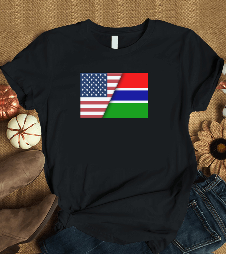USA Flag Gambia Flag Immigrant Ancestry Homeland Connection T-Shirt