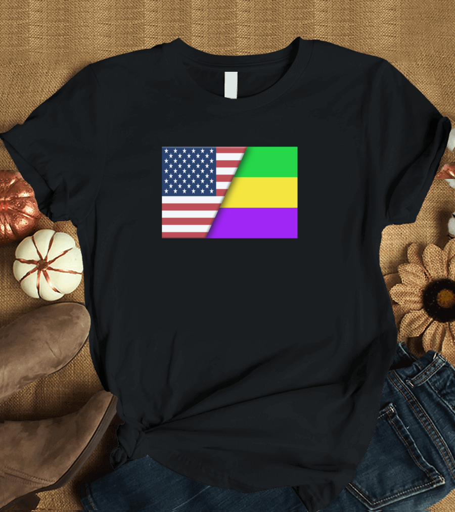 USA Flag Mardi Gras Flag Immigrant Ancestry Homela America Celebration Heritage T-Shirt