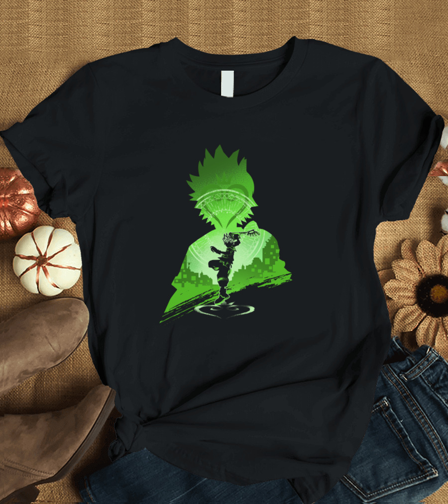 Ventus Kingdom Hearts Silhouette with Green Warrior Pose T-Shirt