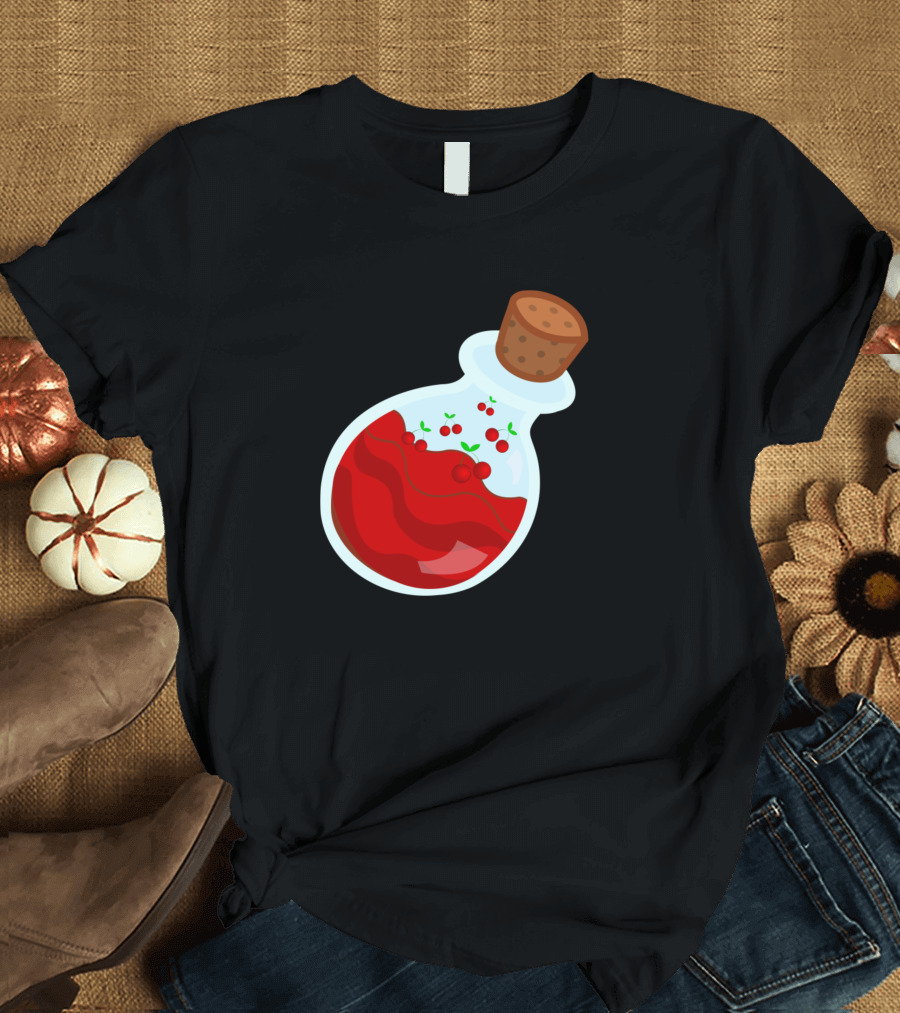Cherry Potion Flask with Floating Berries T-Shirt