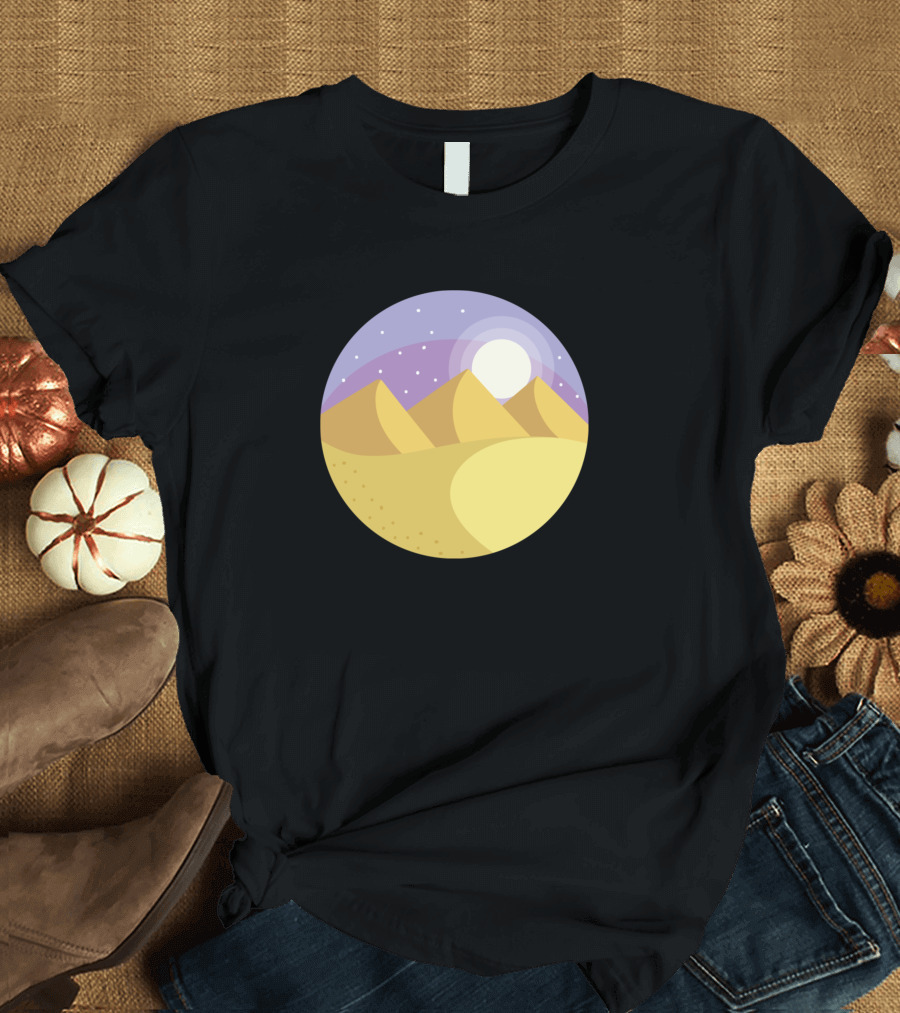 Dune Mask Pyramid Desert Night Sky Moon T-Shirt