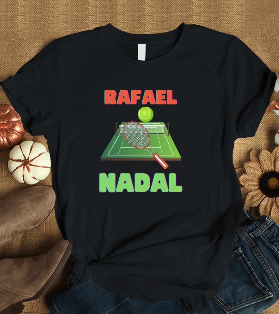 Rafael Nadal Tennis Court Racket Ball T-Shirt