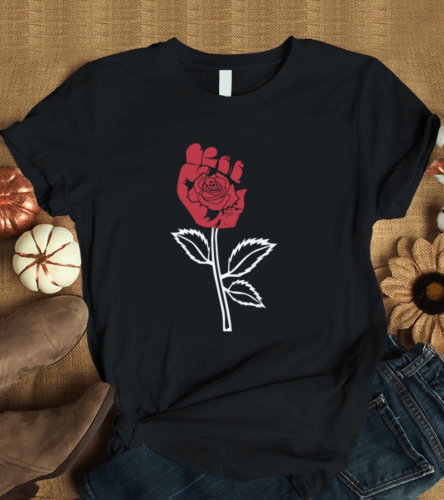 Rose Fist Women Resist Female Rights Empowerment T-Shirt