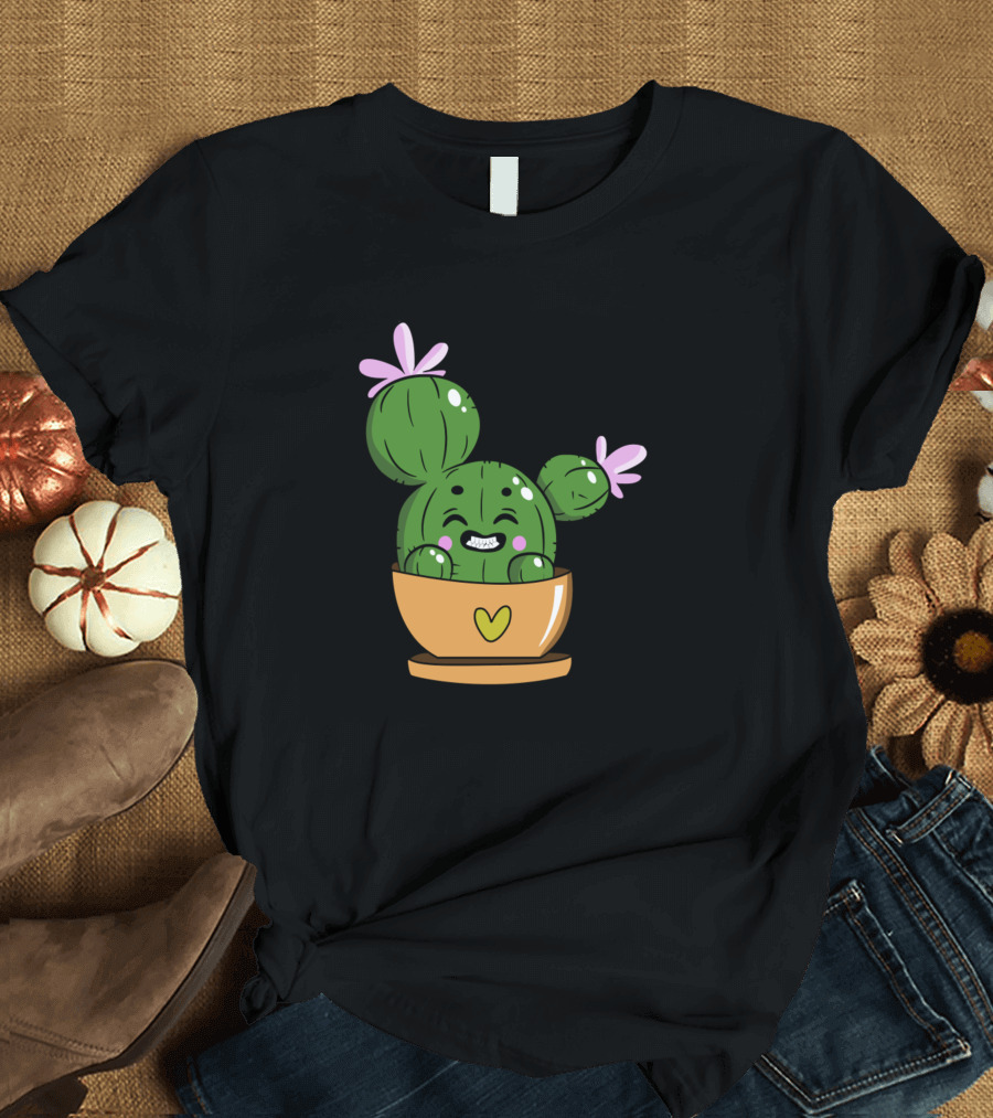 Smiling Cactus Sweet Cactus with Heart in Pot T-Shirt