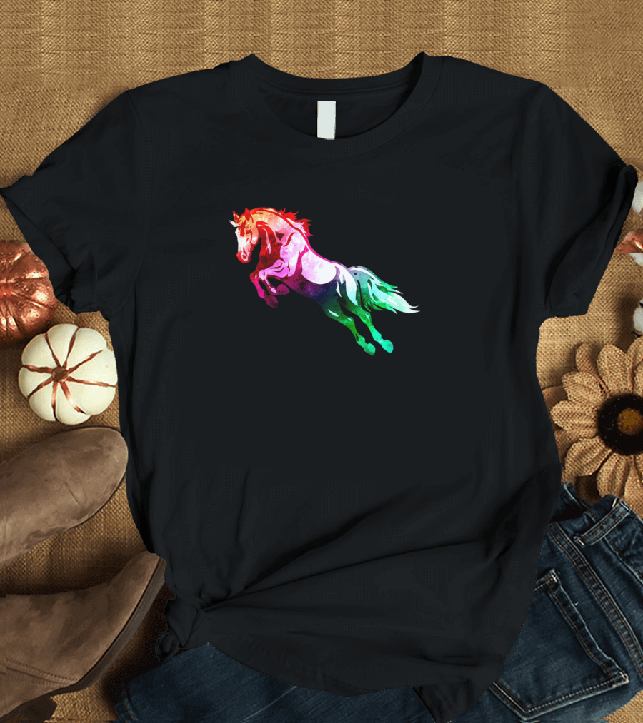Rainbow Horse Love Horse Riding Equestrian Jumper T-Shirt