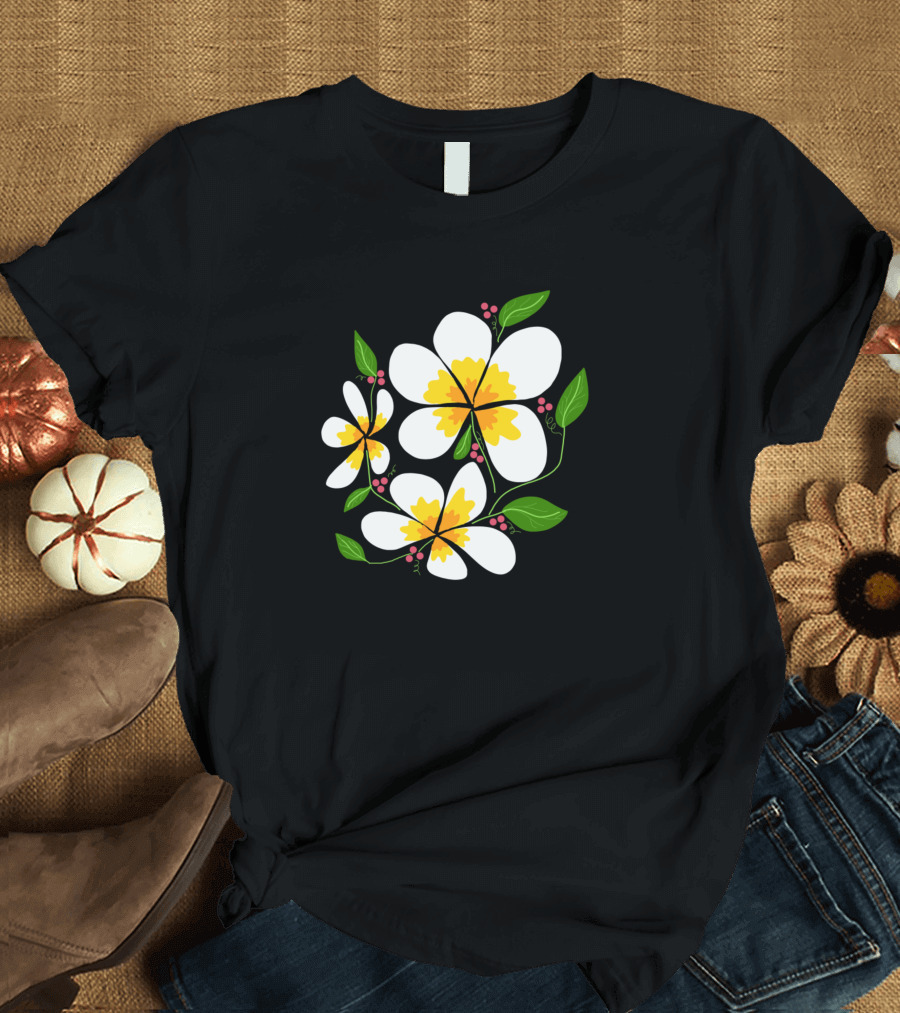 Sampaguita Flowers and Leaves with Cherries T-Shirt