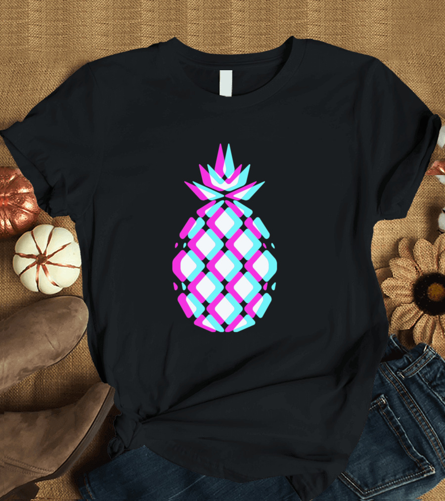 Techno Pineapple Rave Disco Neon Geometric T-Shirt