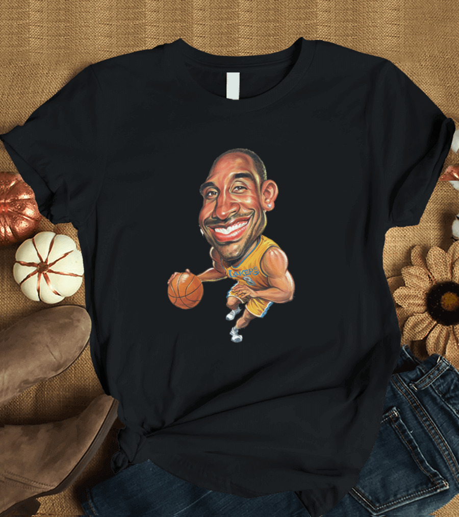 Kobe Bryant Cartoon Lakers Basketball Caricature T-Shirt