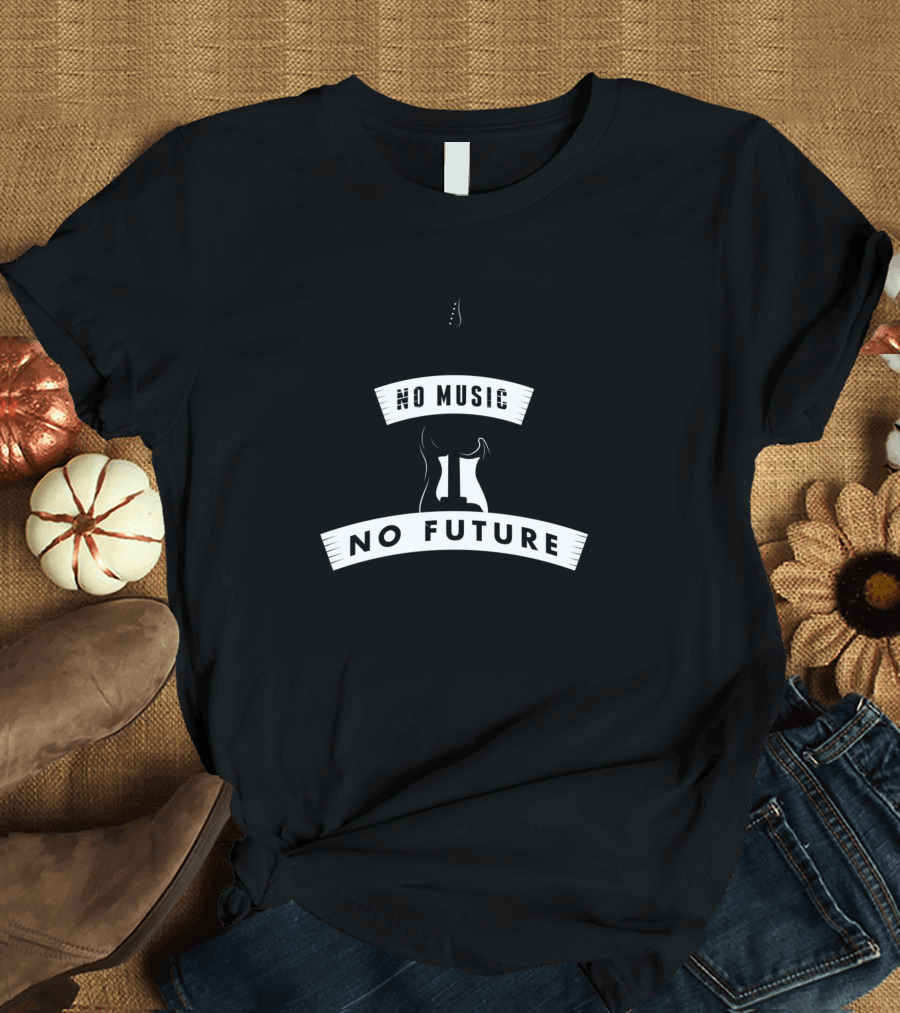 No Music No Future Electric Guitar Emblem T-Shirt