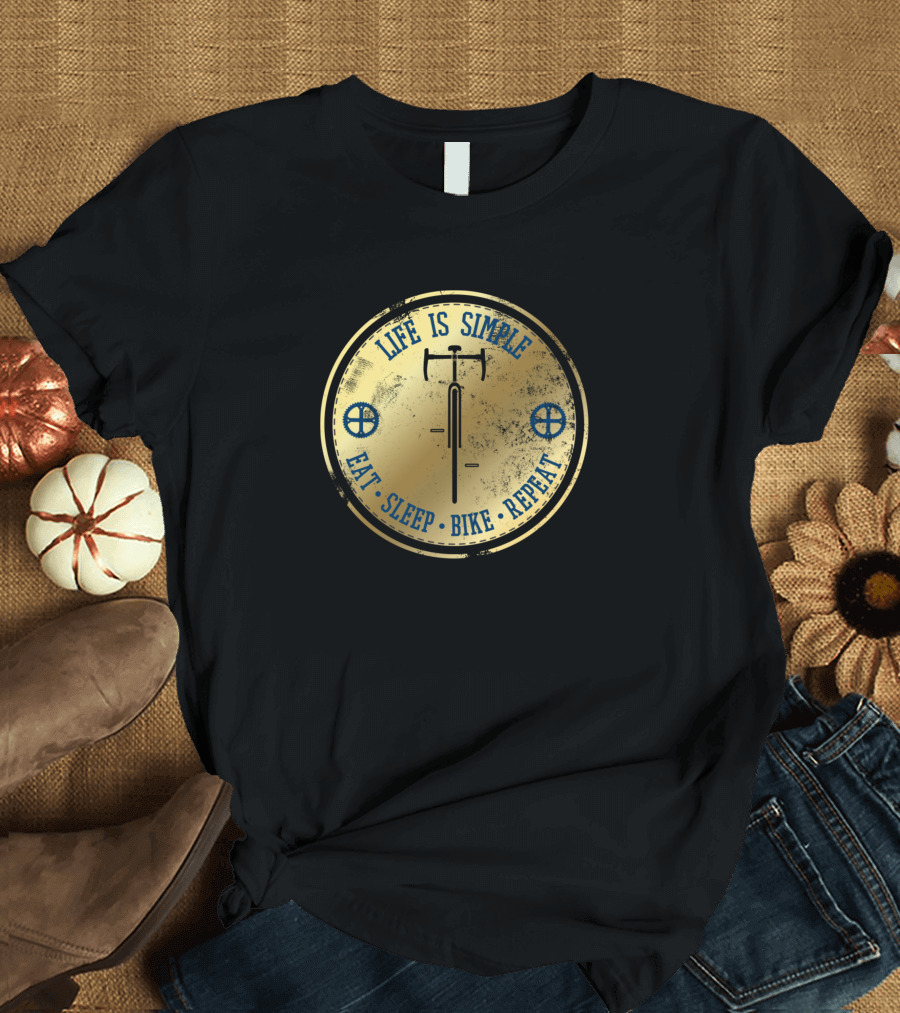 Life Is Simple Eat Sleep Bike Repeat Racing Bike Front T-Shirt