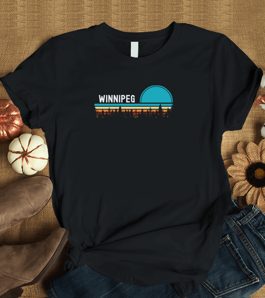 Winnipeg Vintage Retro Sunset Forest Outdoors Wild Scenic Horizon T-Shirt