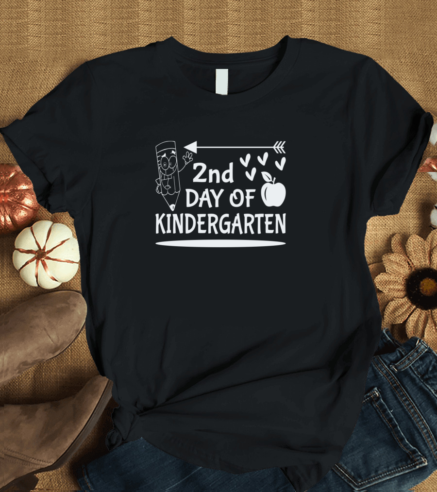 2nd Day of Kindergarten Pencil Arrow Hearts Apple T-Shirt