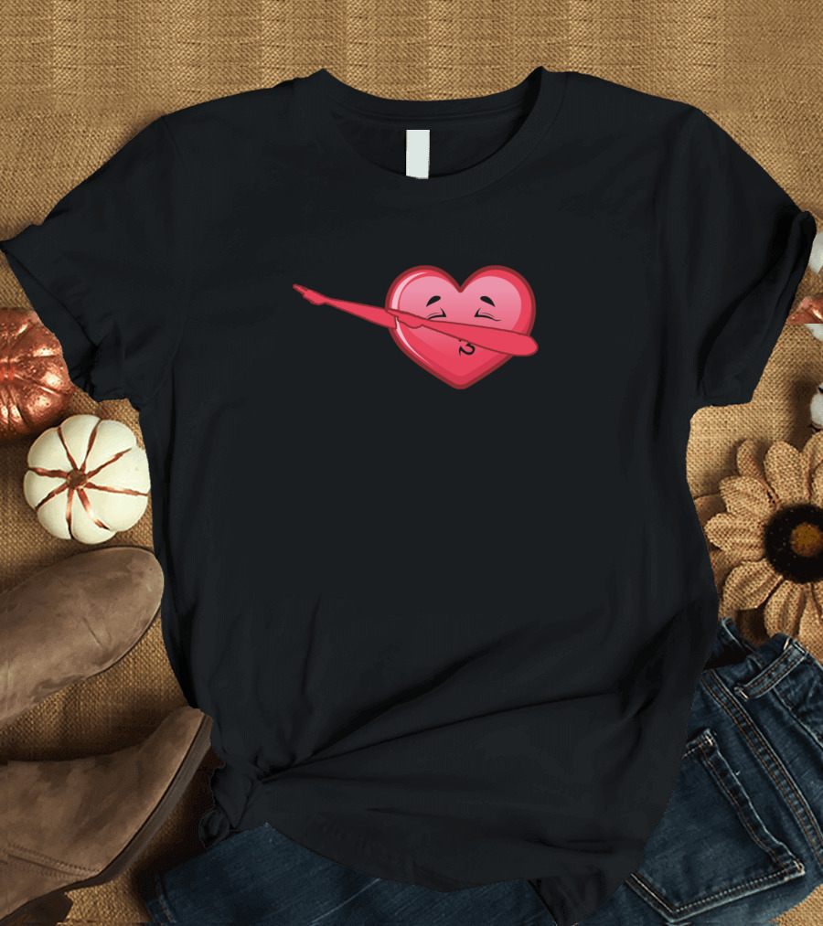 Dabbing Heart Valentine Day Cute Dab Pose T-Shirt