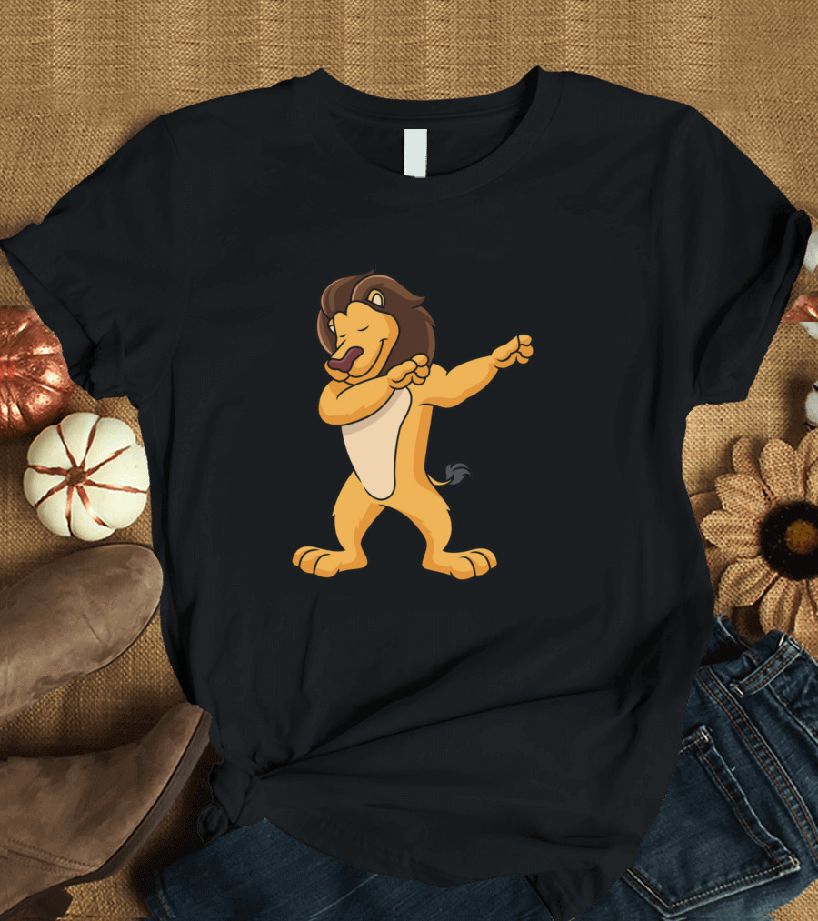 Dabbing Lion Meme Dab Cat Dance Lion Print T-Shirt