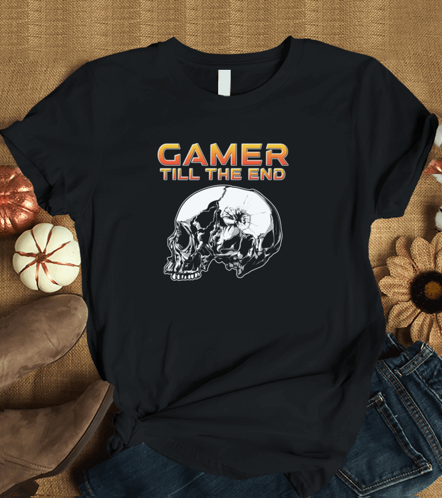 Gamer Till The End Skull Orange T-Shirt