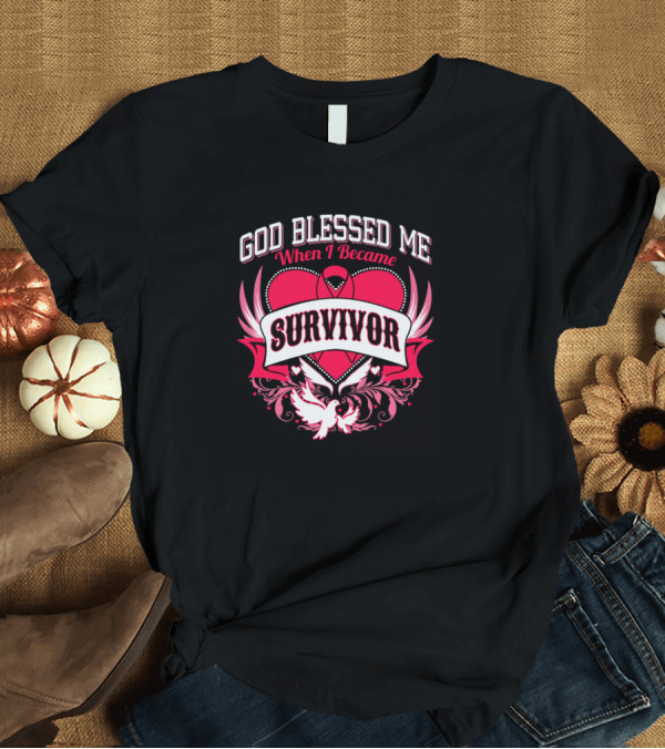 T-Shirt: God Blessed Me When I Became Survivor Hemophilia Heart Wings Ribbon T-Shirt God Blessed Me When I Became Survivor Hemophilia Heart Wings Ribbon T-Shirt