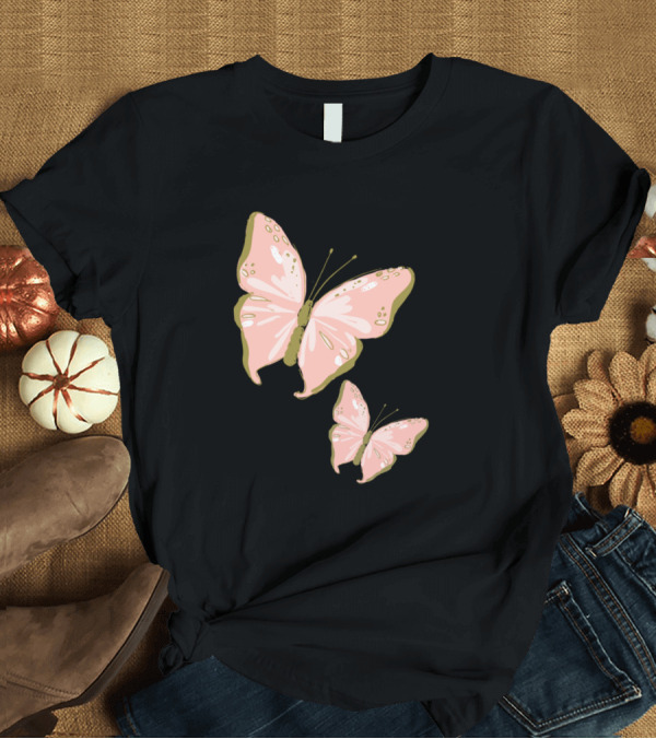 T-Shirt: Mother And Baby Butterfly Pink Duo T-Shirt Mother And Baby Butterfly Pink Duo T-Shirt